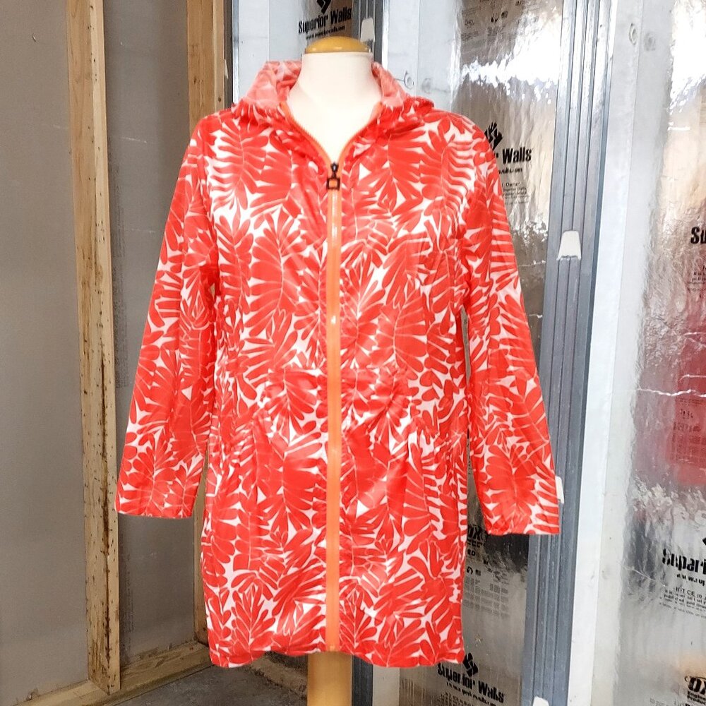 Orange White Printed Windbreaker / Sun protection, One Size